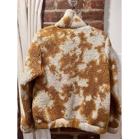 Betsey Johnson Cozy Teddy Fleece Cow print Jacket Tan Size S - Picture 3 of 7
